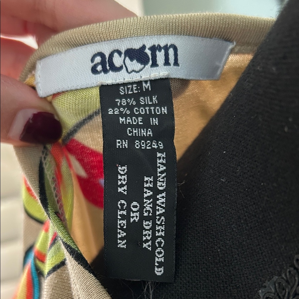 Acorn Silk Cotton Blend Top with Multicolor Design - Picture 2 of 5